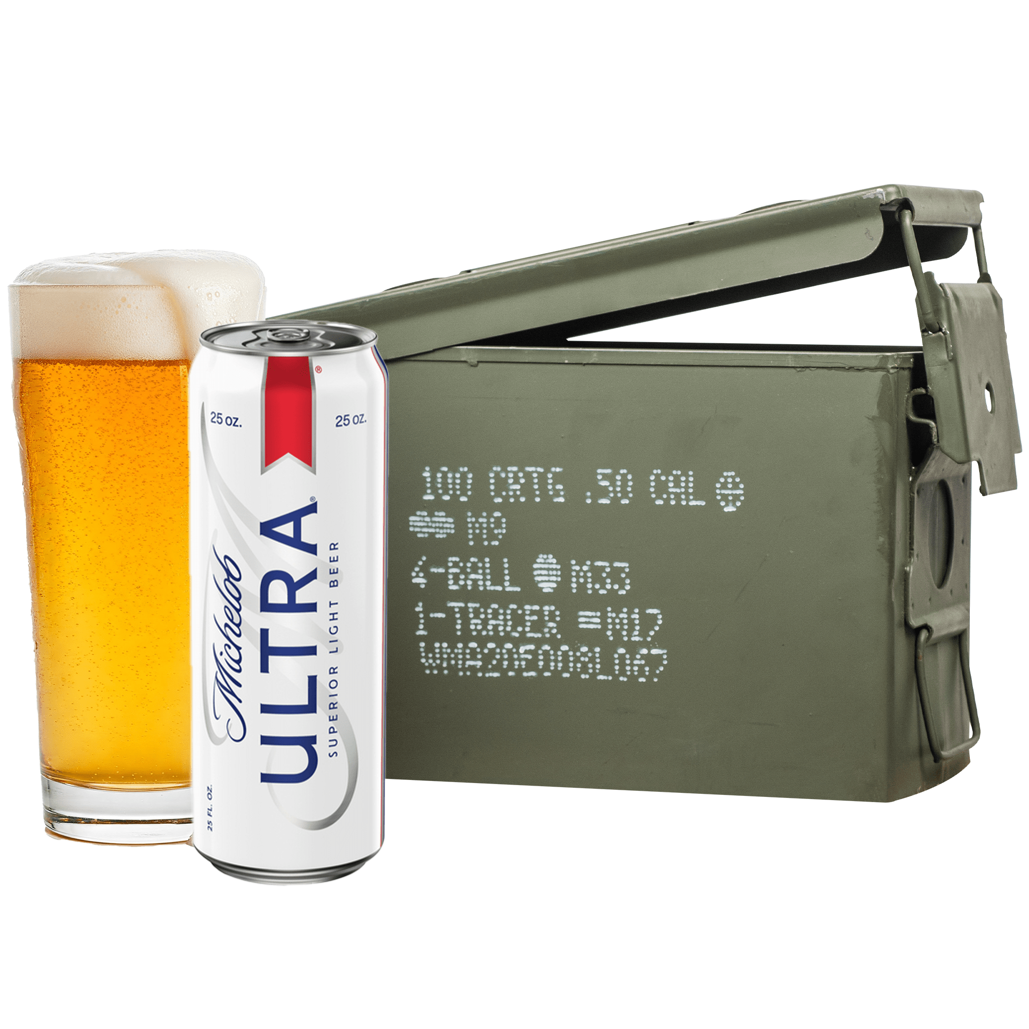 Michelob Ultra Ammo Can with 6-pack of Michelob Ultra beers